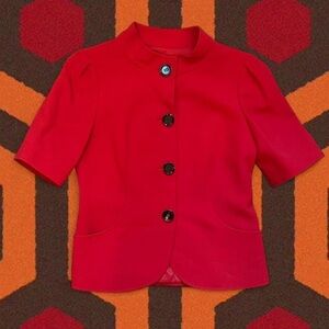 Lafayette 148 New York Vibrant Red Button Blazer Style Blouse Top — Size 10